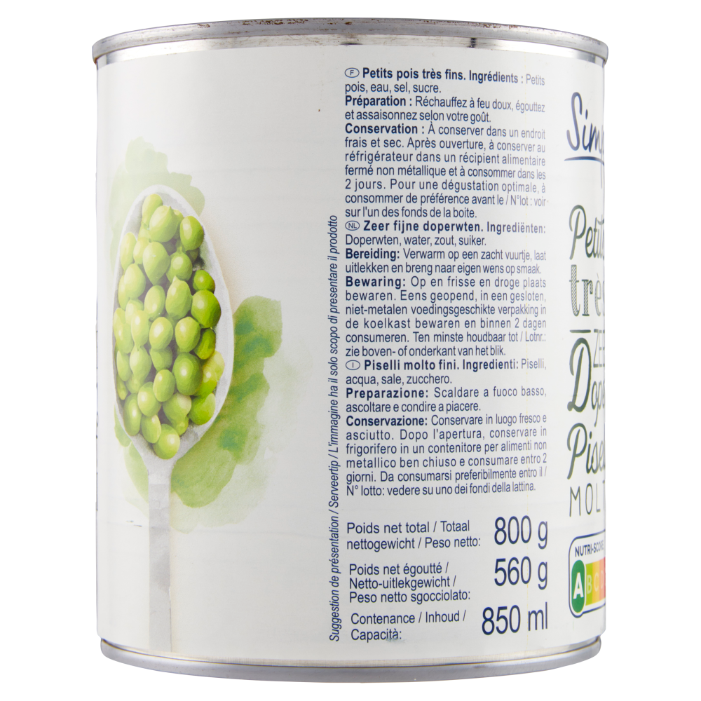 Simpl Piselli Molto fini 800 g