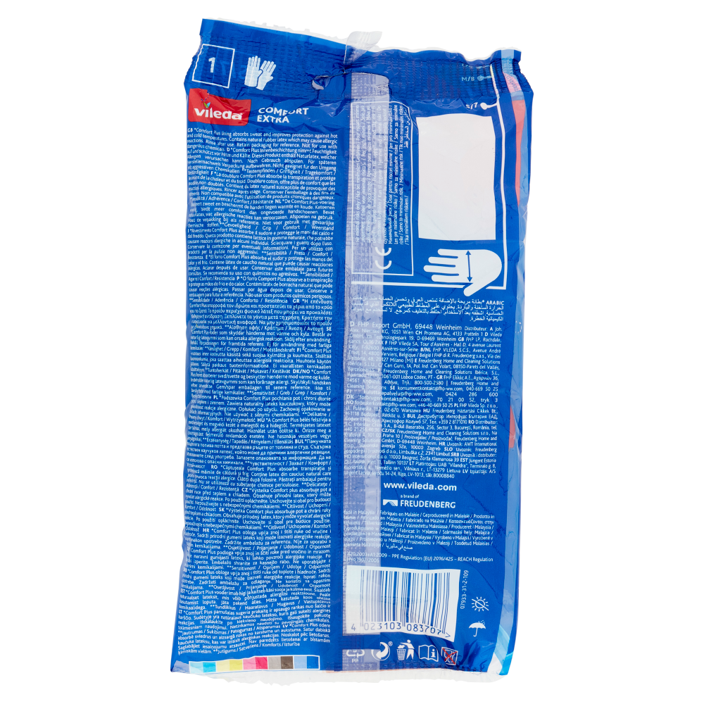 Vileda guanti casalinghi Comfort Extra in lattice, massima protezione e resistenza, taglia S