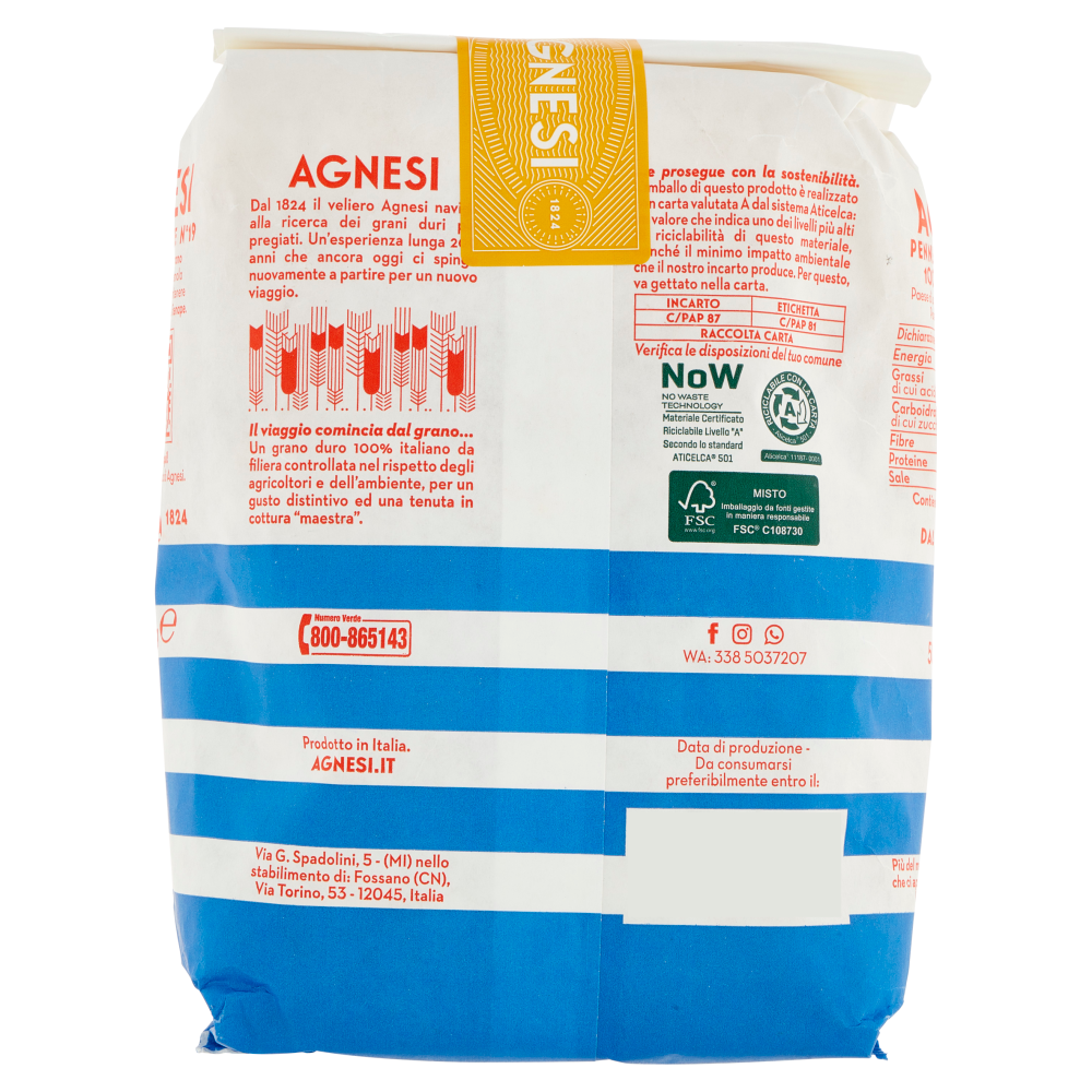 Agnesi Penne Rigate N&deg; 19 500 g