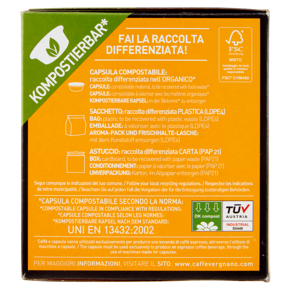 Caffè Vergnano 1882 Napoli Compostabile** Capsule Compatibili Lavazza a Modo Mio* 16 x 7,5 g