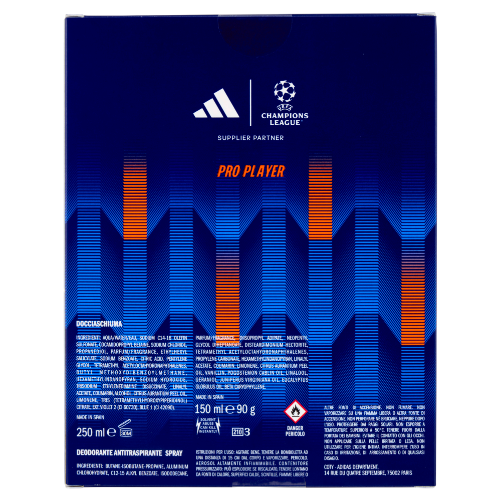 adidas Xmas25 Maschile Deo Antitraspirante 150 ml + Shower Gel 250 ml UEFA 12 