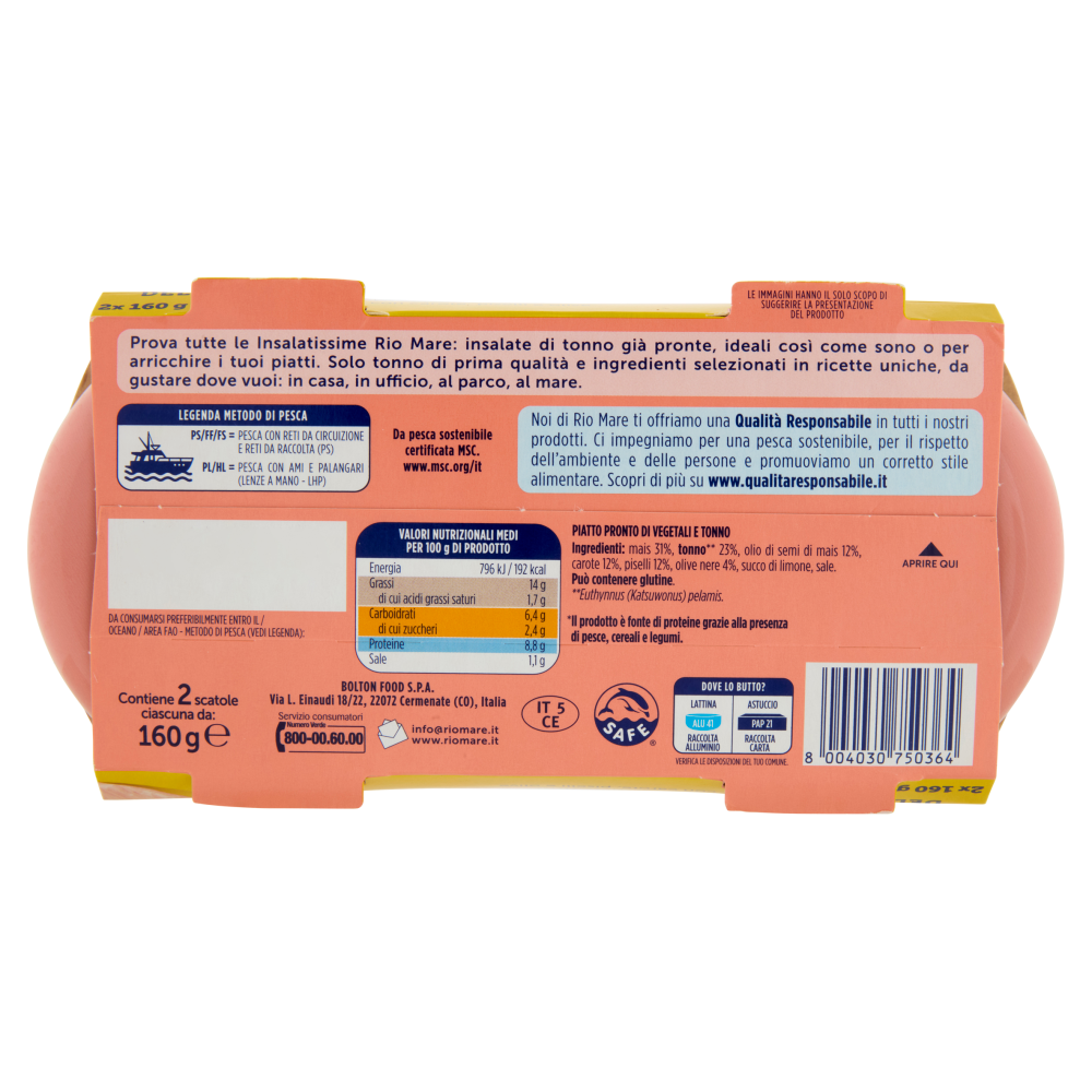 Rio mare Insalatissime Delizia di Mais con carote, piselli e olive 2 x 160 g