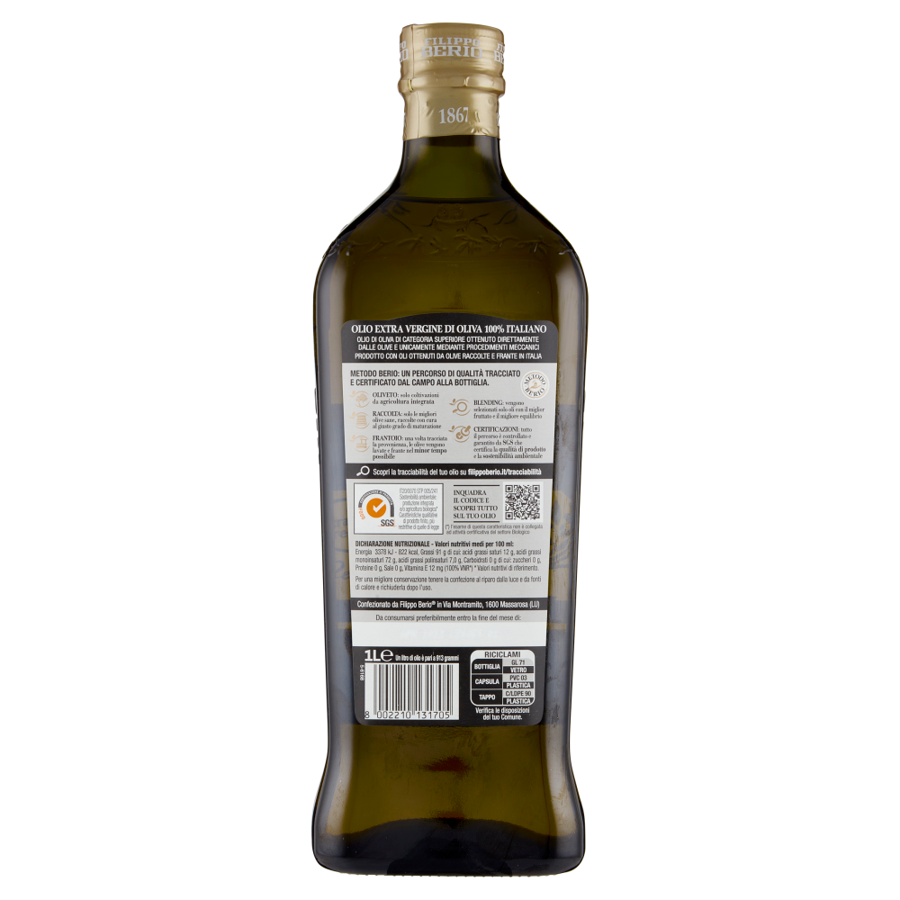 Filippo Berio 100% Italiano Olio Extra Vergine di Oliva 1 L