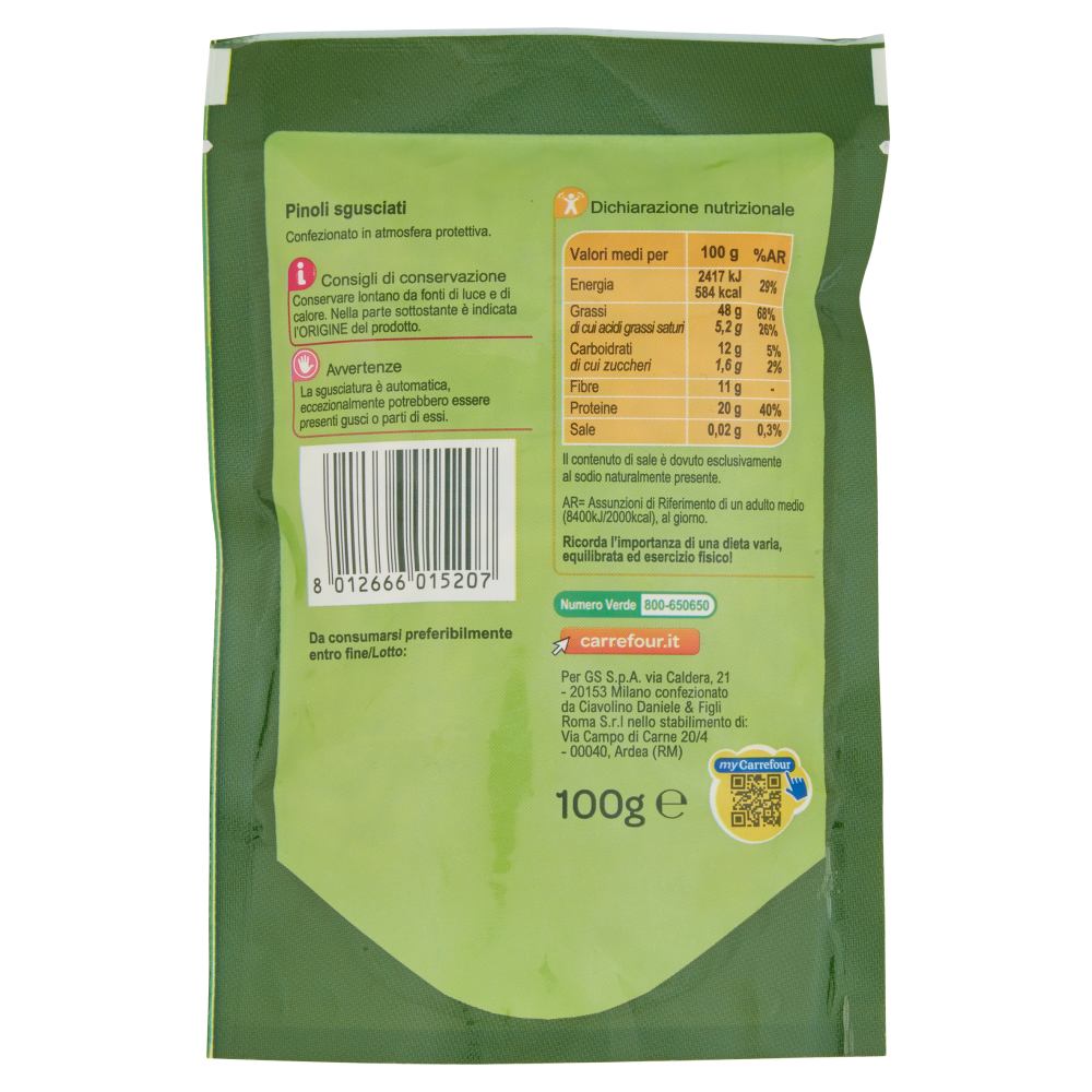 Carrefour Pinoli Sgusciati 100 g