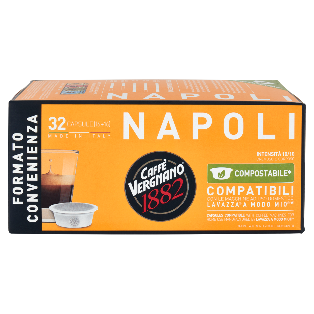 Caff&egrave; Vergnano 1882 Napoli Compostabile** Capsule Compatibili Lavazza a Modo Mio* 32 x 7,5 g