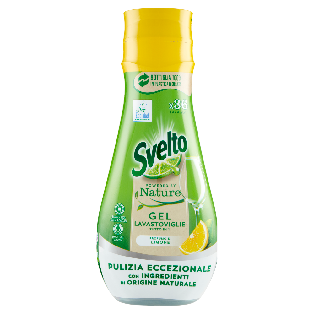 Svelto Powered by Nature Gel Lavastoviglie Tutto in 1 Profumo di Limone 640 ml