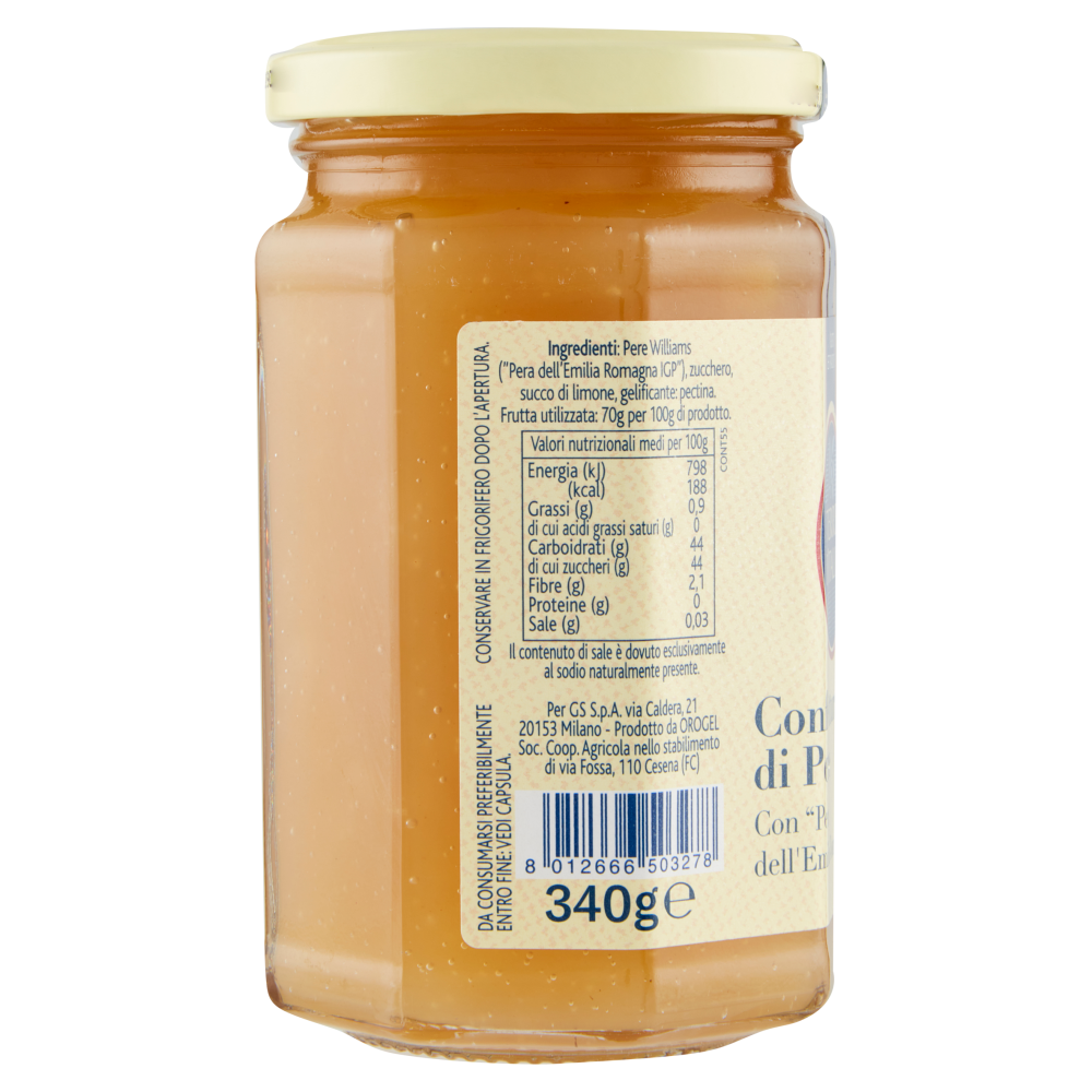 Terre d'Italia Confettura Extra di Pere con "Pera dell'Emilia-Romagna IGP" 340 g
