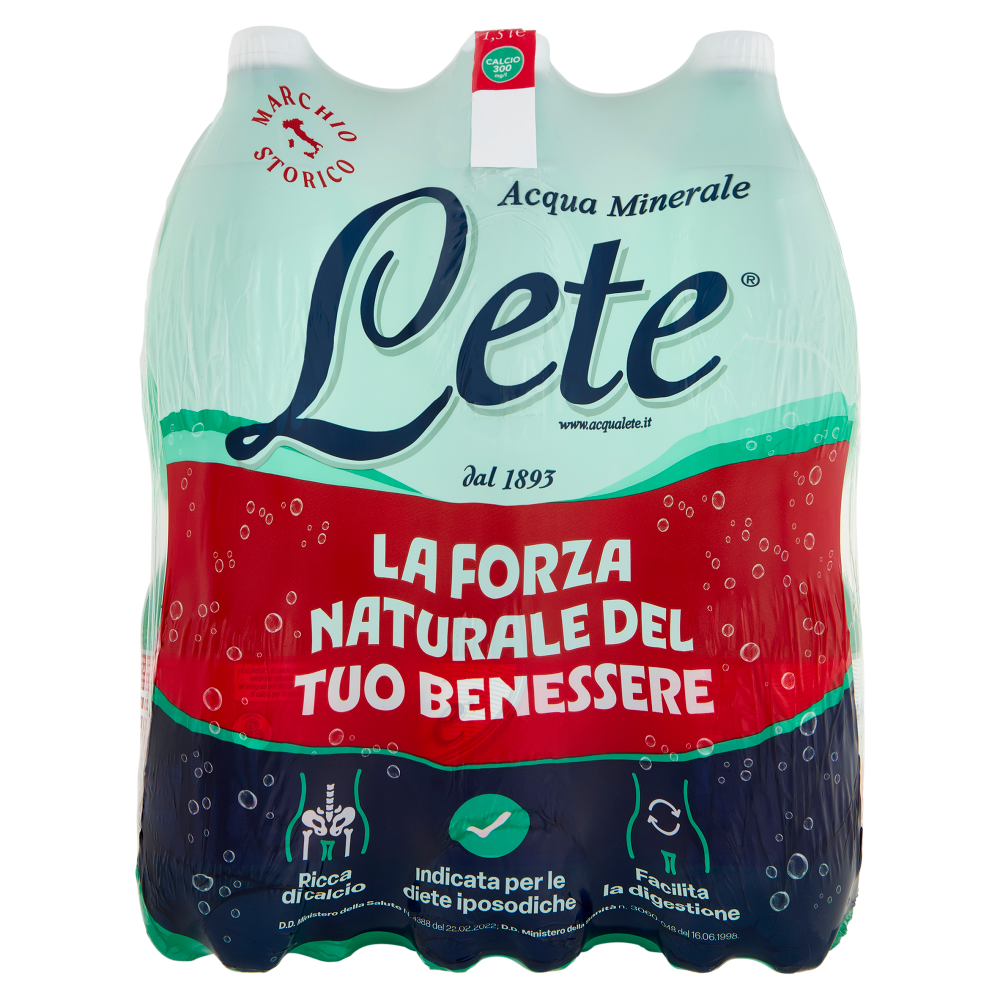 Lete Acqua Minerale Effervescente Naturale 6 x 1,5 l