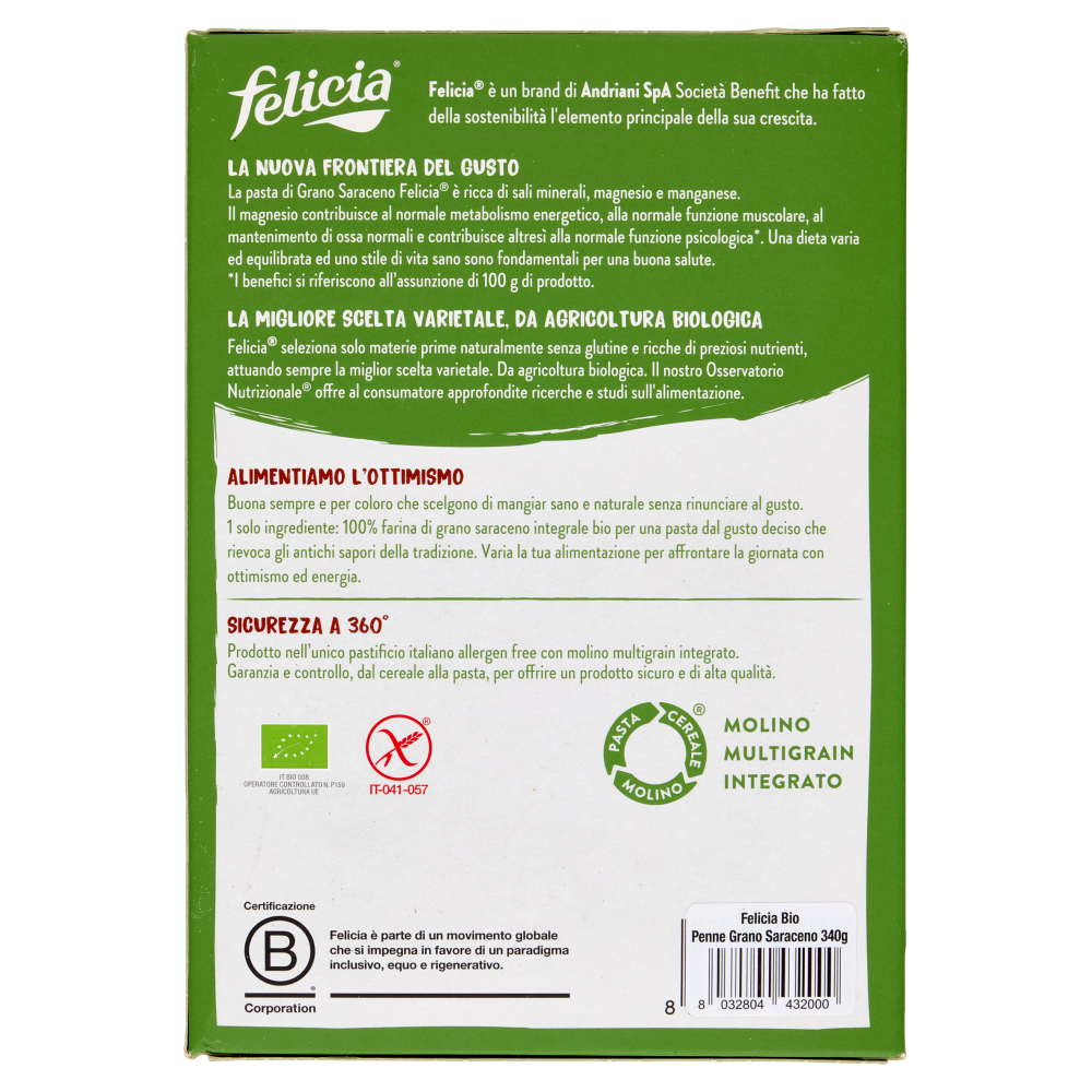 felicia Penne Grano Saraceno Integrale Bio 340 g
