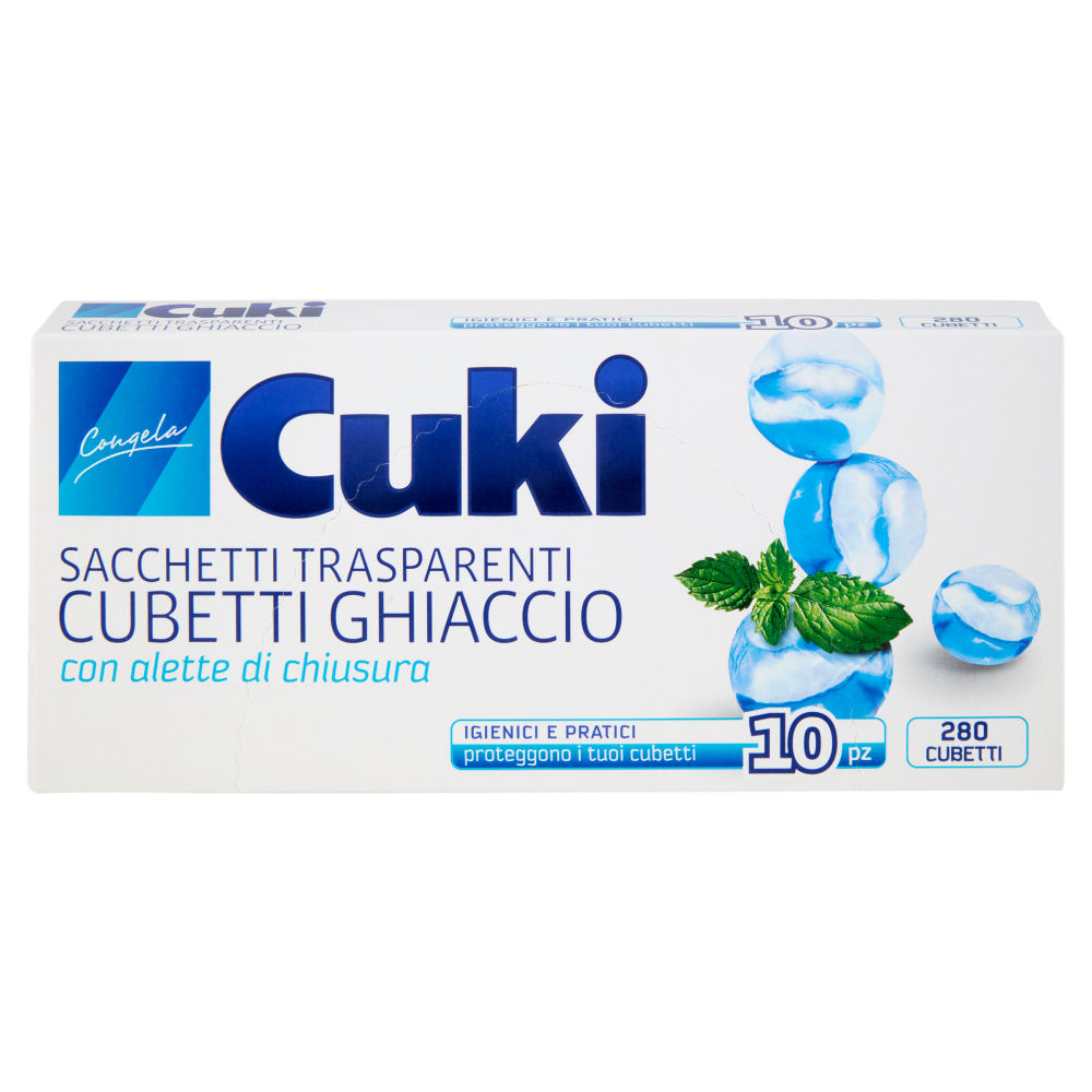 Cuki Congela Sacchetti Trasparenti Cubetti Ghiaccio con alette di chiusura 10 pz 