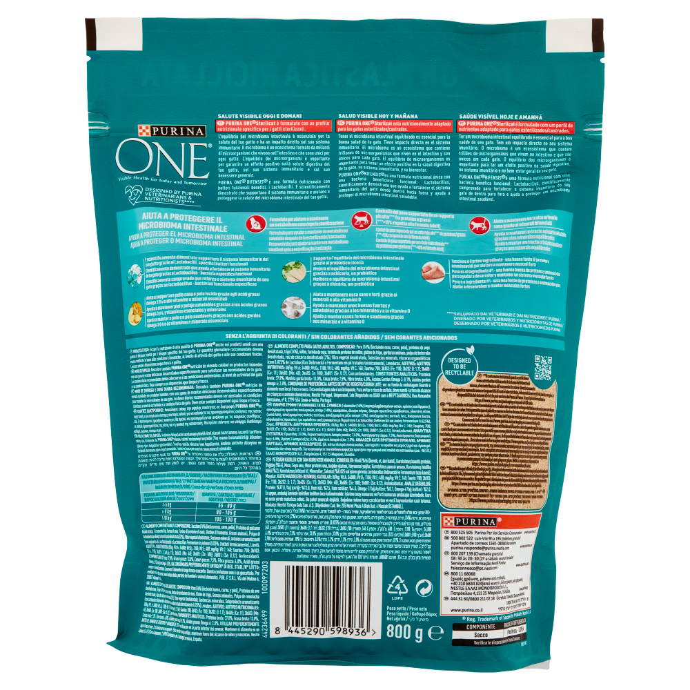 PURINA ONE Bifensis Sterilcat Tacchino e Frumento 800 g  