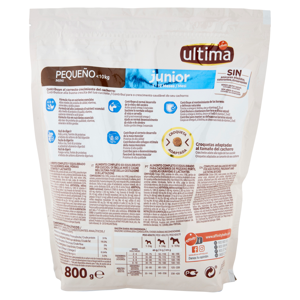 ultima Dog Mini <10kg junior 2-10 Mesi Pollo 800 g