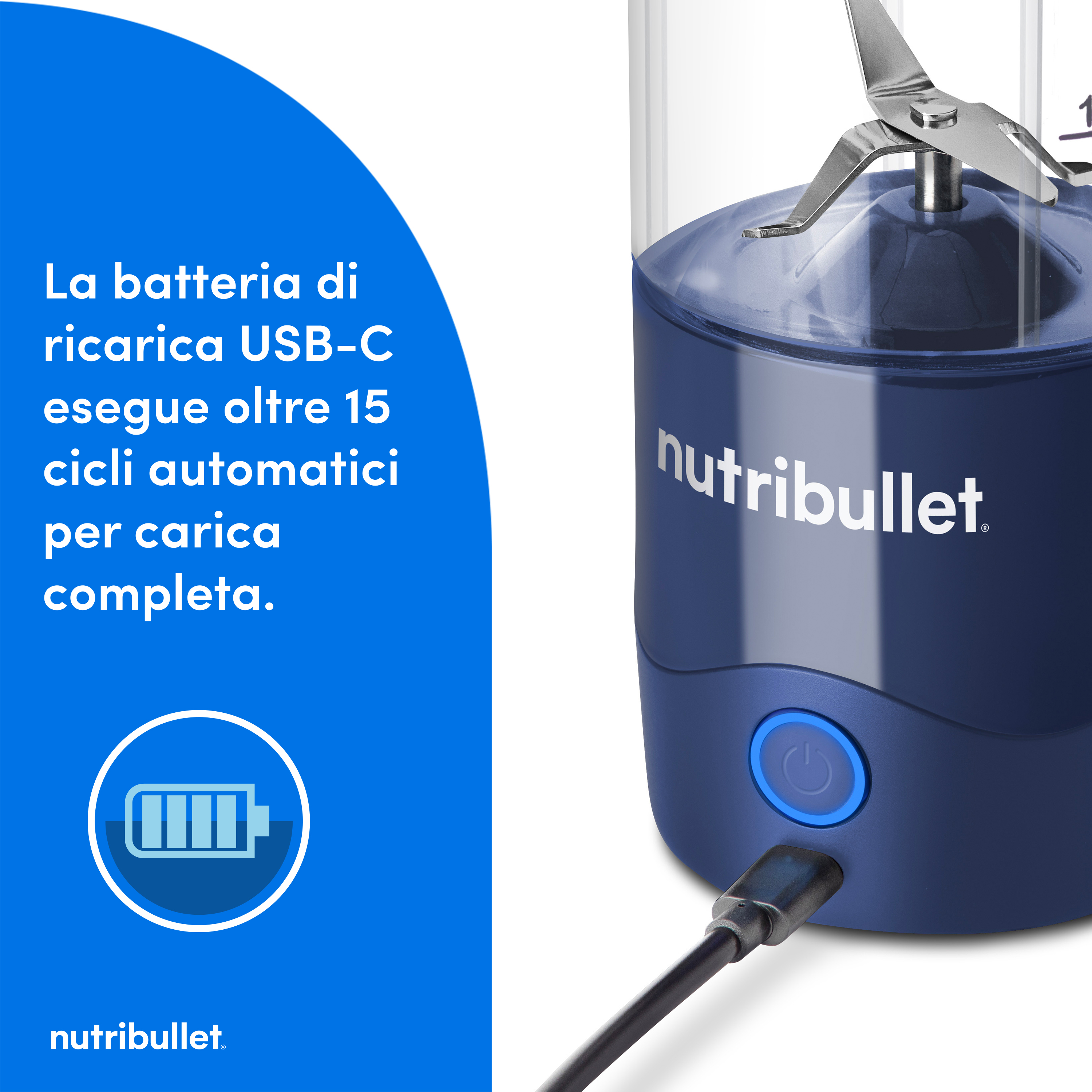 NutriBullet Portable 0,475 L Frullatore per sportivi Blu, Blu marino