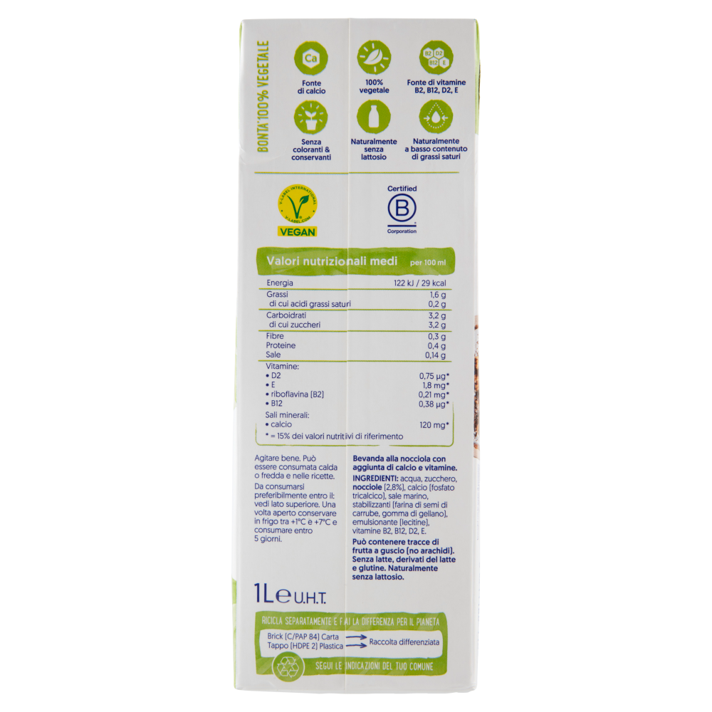 Alpro Classico Nocciola, Bevanda 100% Vegetale, Basso Contenuto di grassi, Senza Lattosio, 1l