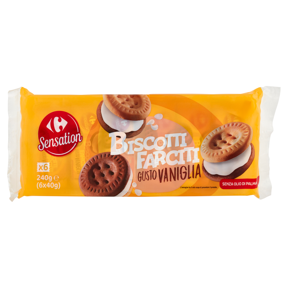 Carrefour Sensation Biscotti Farciti Gusto Vaniglia 6 x 40 g