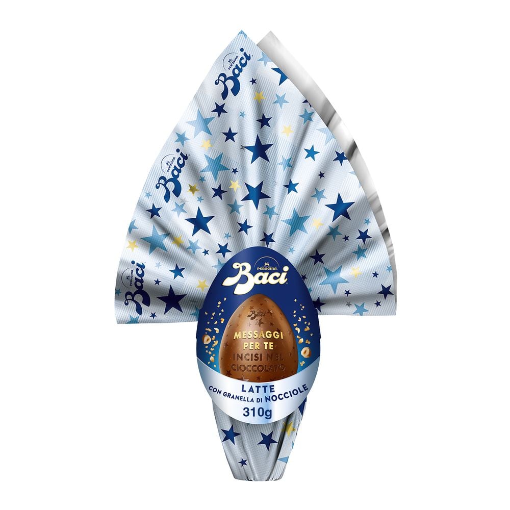 Uovo di Pasqua Cioccolato al Latte Messaggi Incisi con Nocciole e 4 Cioccolatini 310g