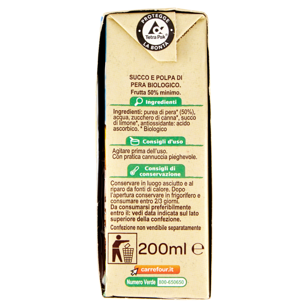 Carrefour Bio Succo e Polpa di Pera 3 x 200 ml