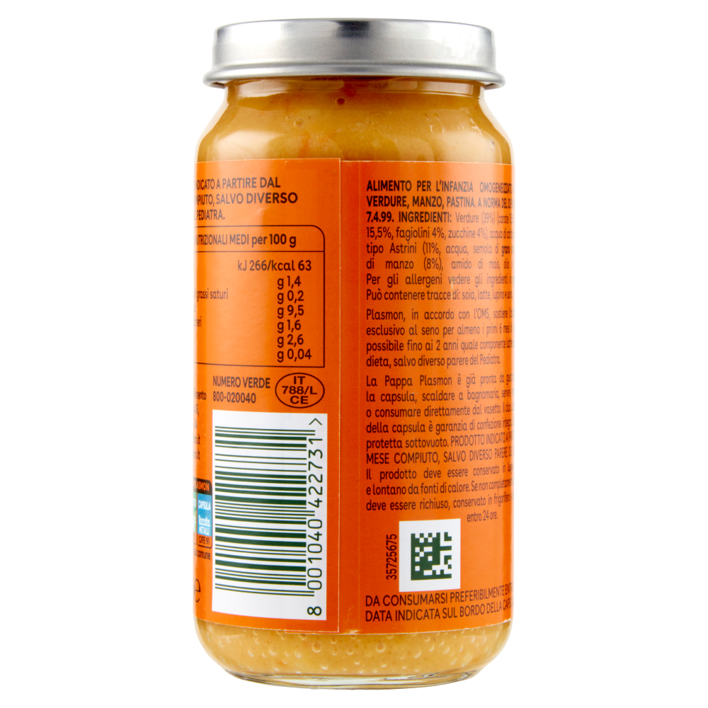Plasmon la Pappa Verdure, Manzo e Pastina 200 g