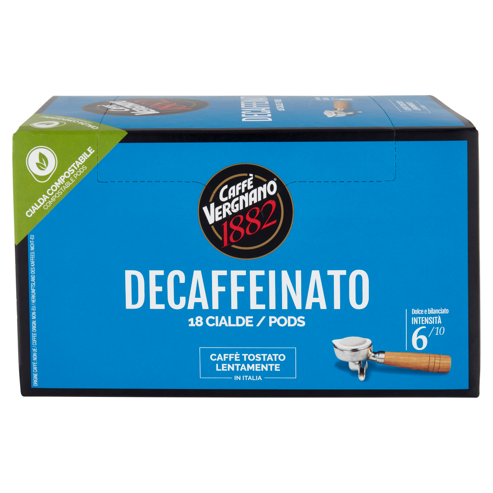 Caff&egrave; Vergnano 1882 Decaffeinato Cialda Compostabile 18 x 6,94 g