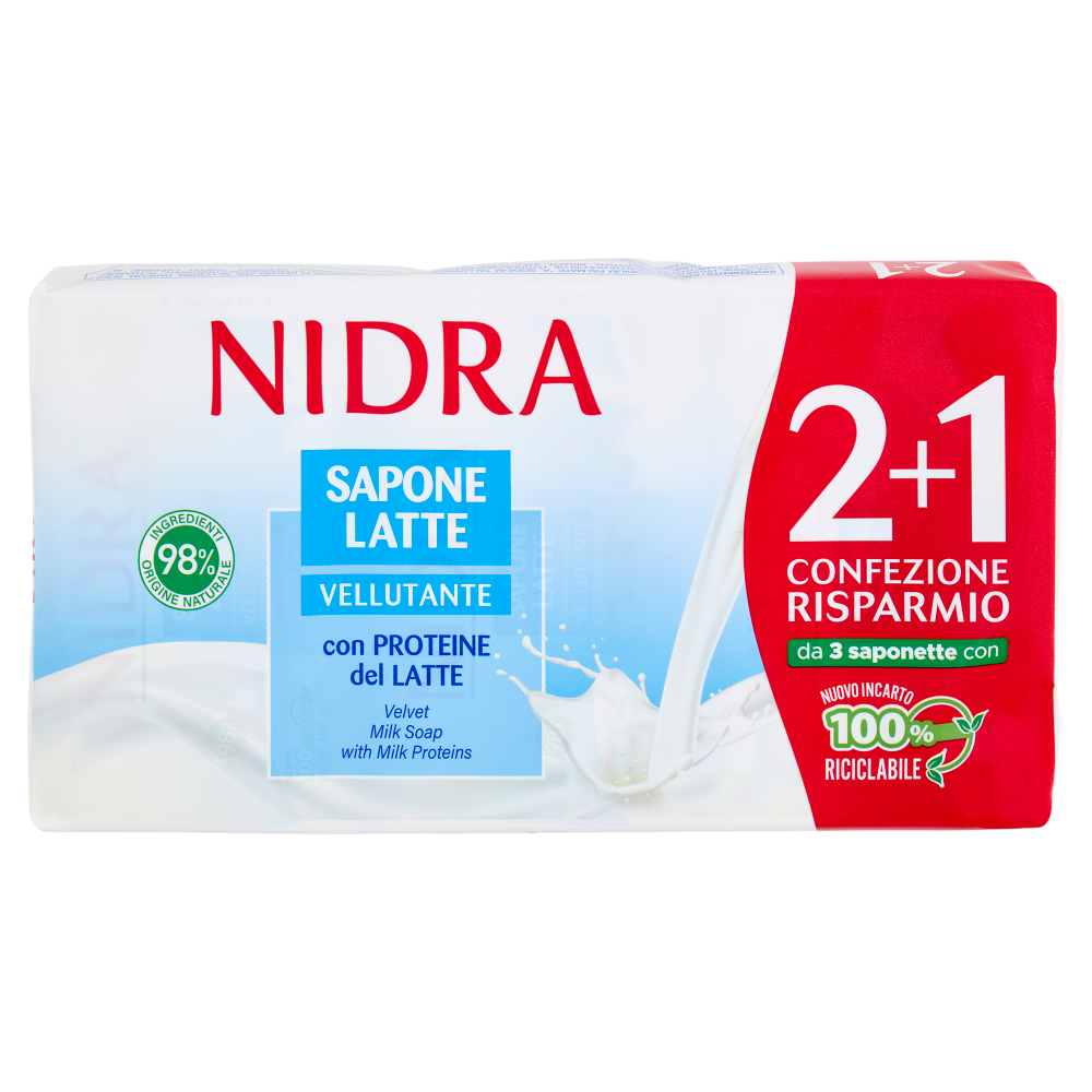 Nidra Sapone Latte Vellutante con Proteine del Latte 3 x 90 g