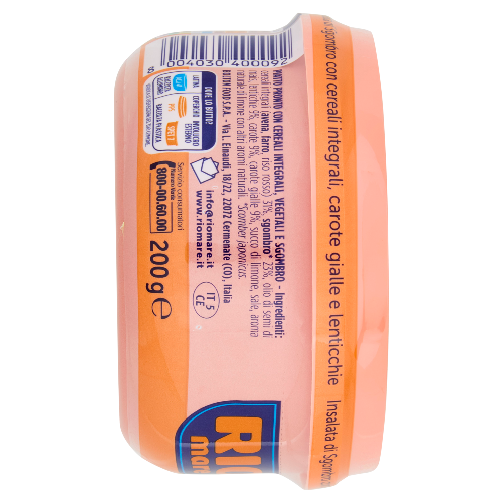 Rio mare Insalatissime Insalata di Sgombro Cereali Integrali con carote gialle e lenticchie 200 g