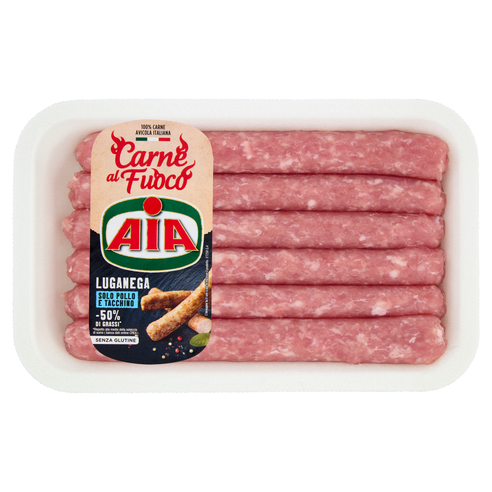 Aia Carne al Fuoco Luganega Solo Pollo e Tacchino 0,400 kg