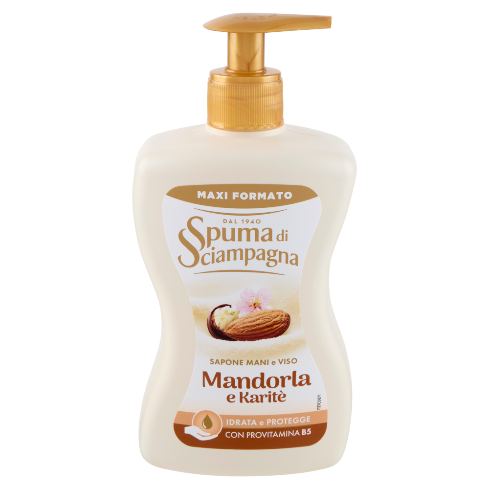 Spuma di Sciampagna Sapone Mani e Viso Mandorla e Karit&egrave; 430 ml