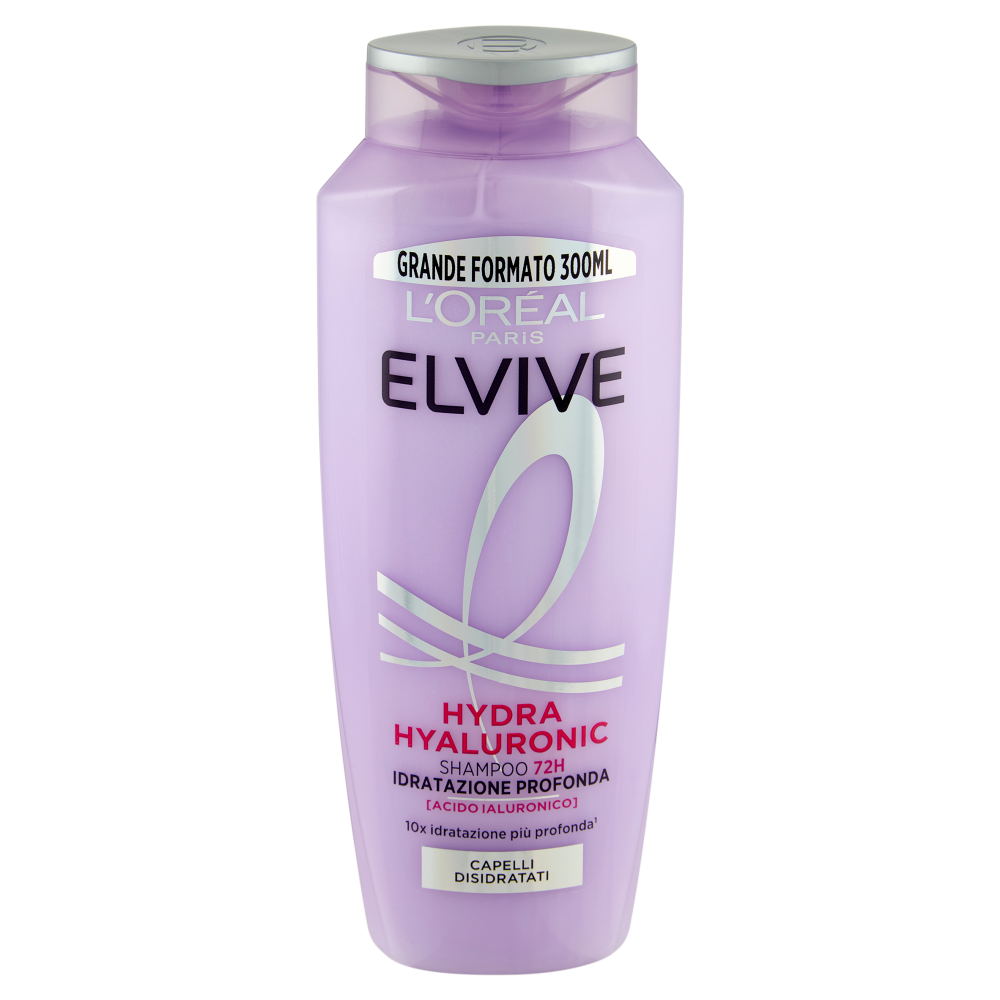 Elvive Hydra Hyaluronic Shampoo 72H Idratazione Profonda, per Capelli Disidratati, 300 ml