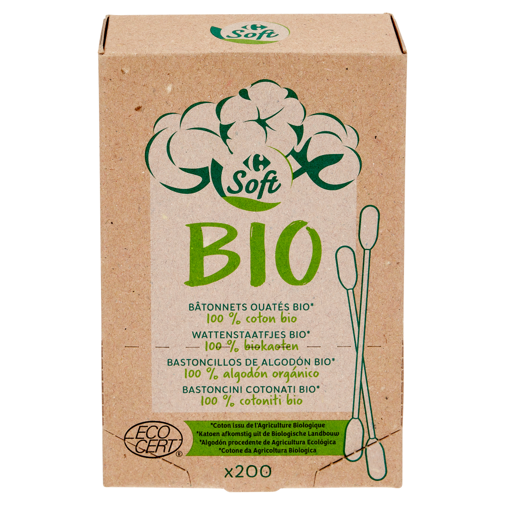 Carrefour Bio Soft Bastoncini Cotonati Bio* 200 pz