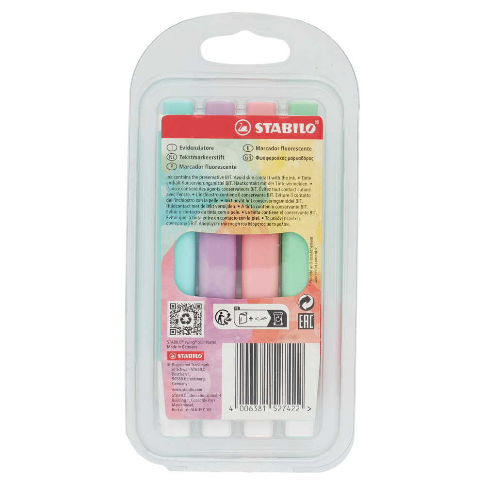 STABILO swing cool Pastel evidenziatore - astuccio da 4 pz. 