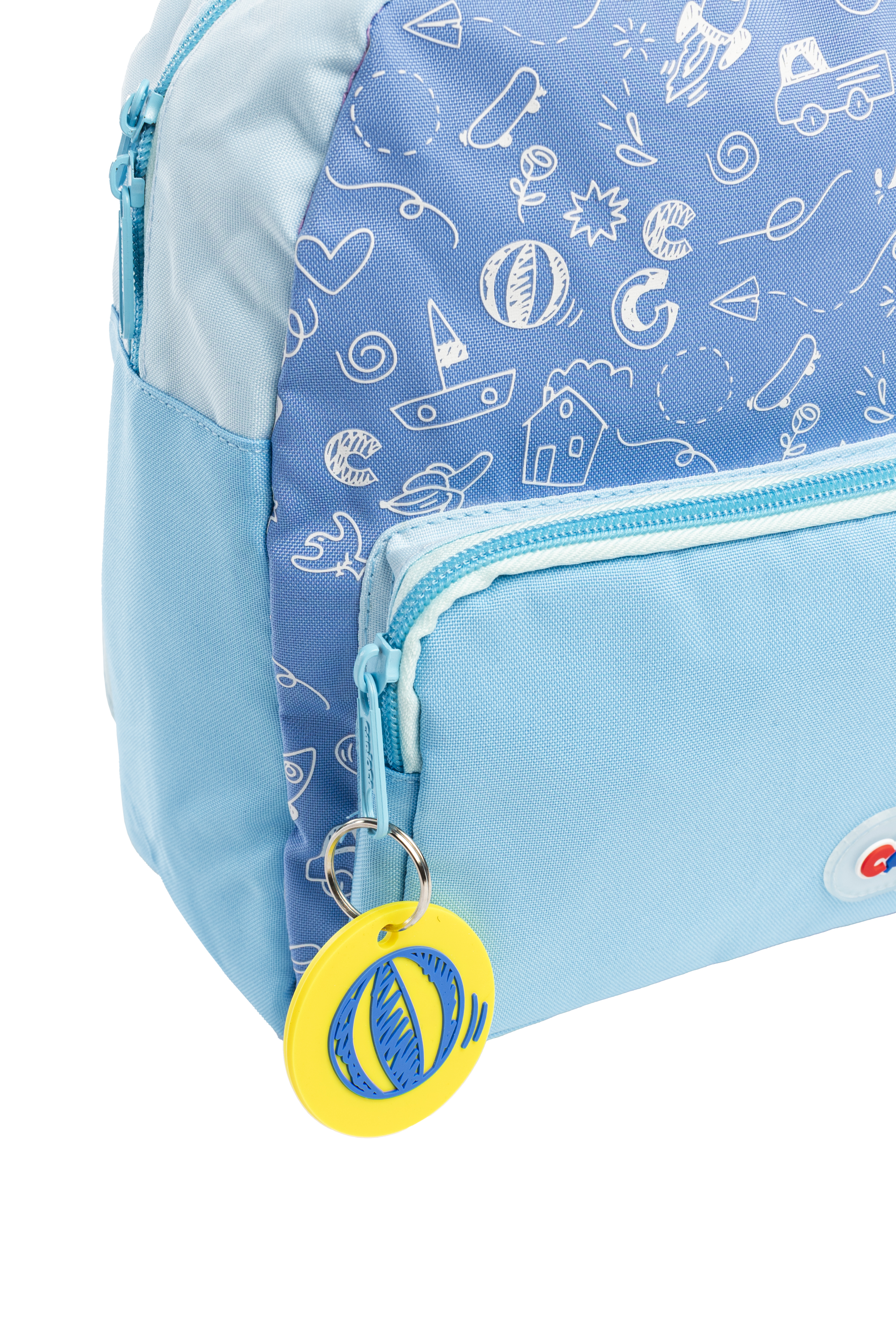 Carioca Zainetto tondo doodle azzurro - riciclato