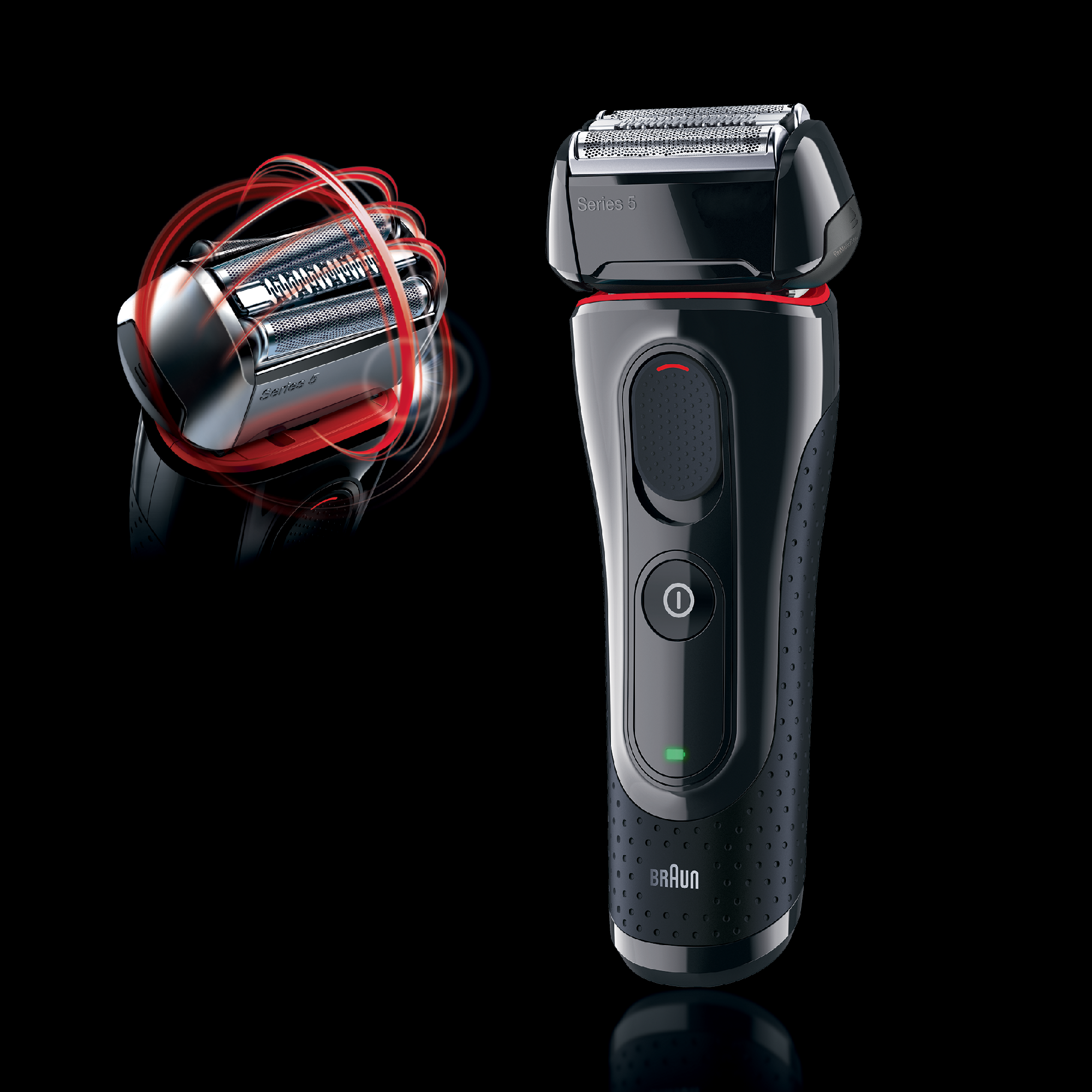 Braun Series 5 5030S Rasoio Trimmer Nero, Rosso