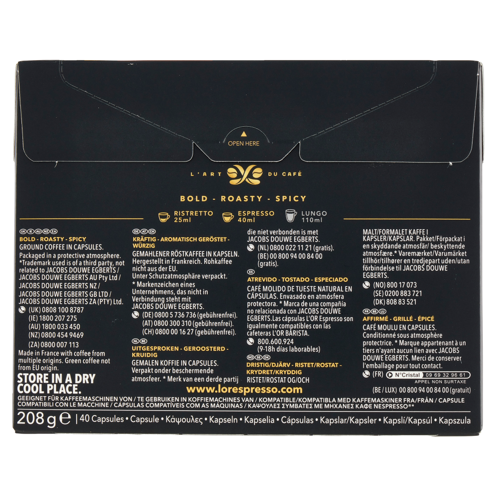 L'Or Espresso Forza 9- 40 Capsule Caff&egrave; Compatibili con Macchine Nespresso*&reg; Original 208g