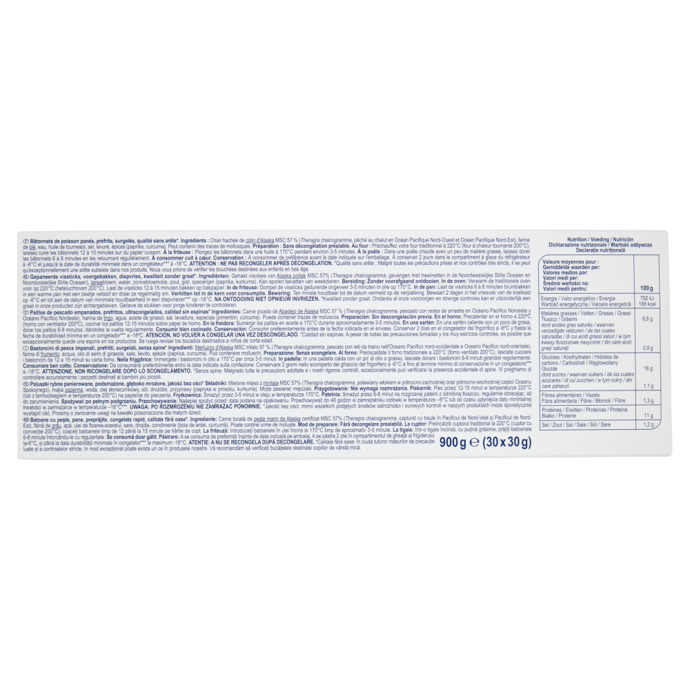 Simpl Bastoncini di Pesce Impanati Surgelato 30 x 30 g