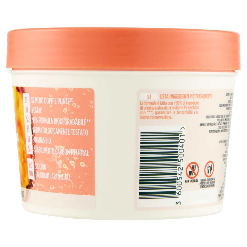 Garnier Fructis Hair Food Maschera Ananas Lunghezze Luminose, per capelli lunghi e spenti, 390 ml