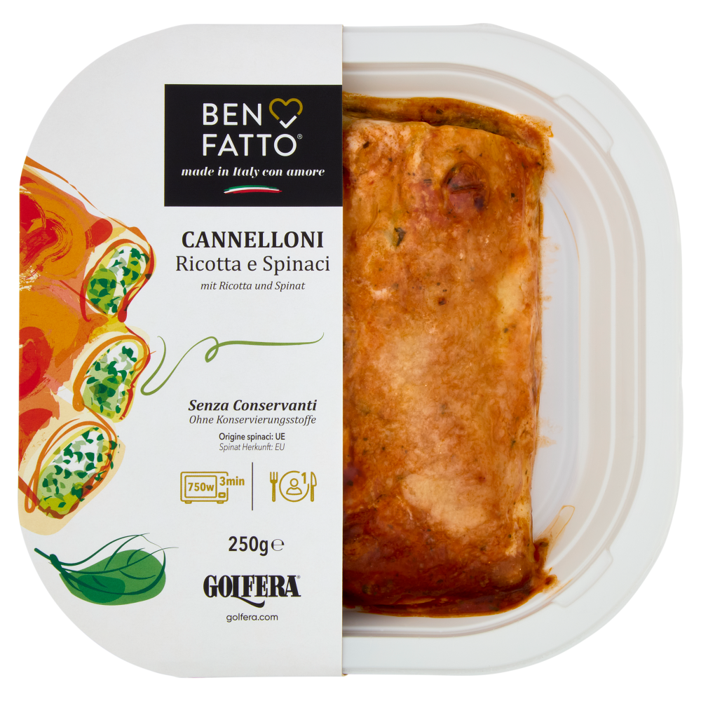 Golfera Ben Fatto Cannelloni Ricotta e Spinaci 250 g