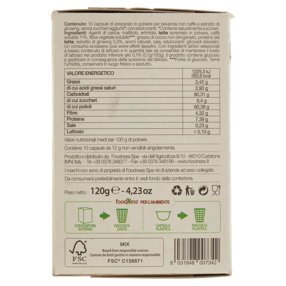 foodNess Caffè al Ginseng Classico Dolcegusto Compatibile 10 x 12 g