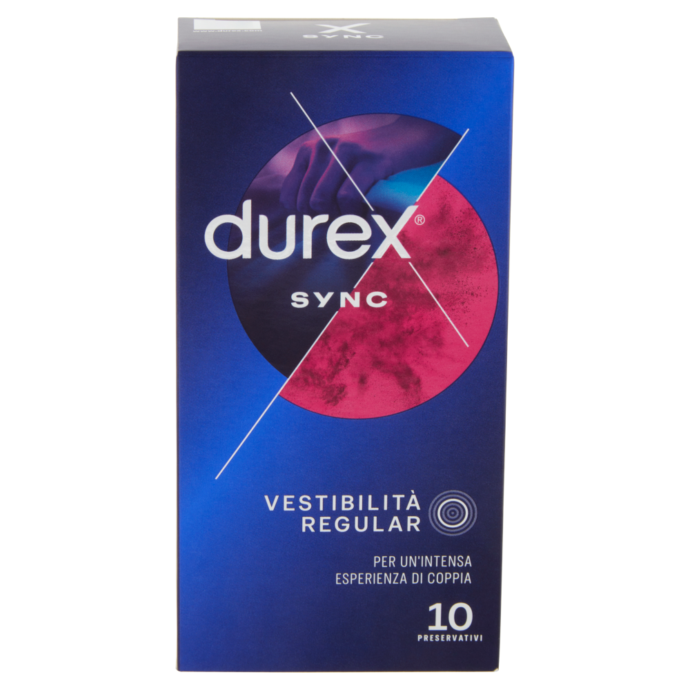 Durex Preservativi Sync Ritardanti per lui e stimolanti per lei, 10 Profilattici