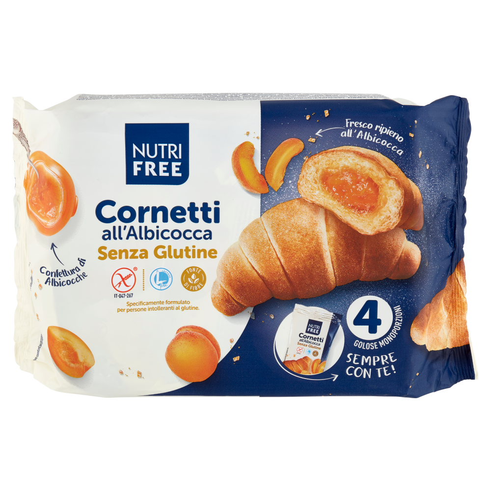 Nutrifree Cornetti all'Albicocca Senza Glutine 4 Monoporzioni 240 g
