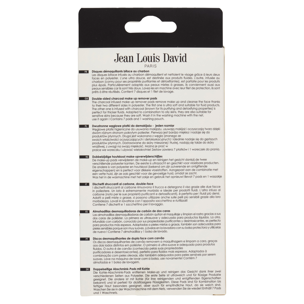 Jean Louis David Urban Beauty Dischetti Struccanti al Carbone, Double Face 7 pz