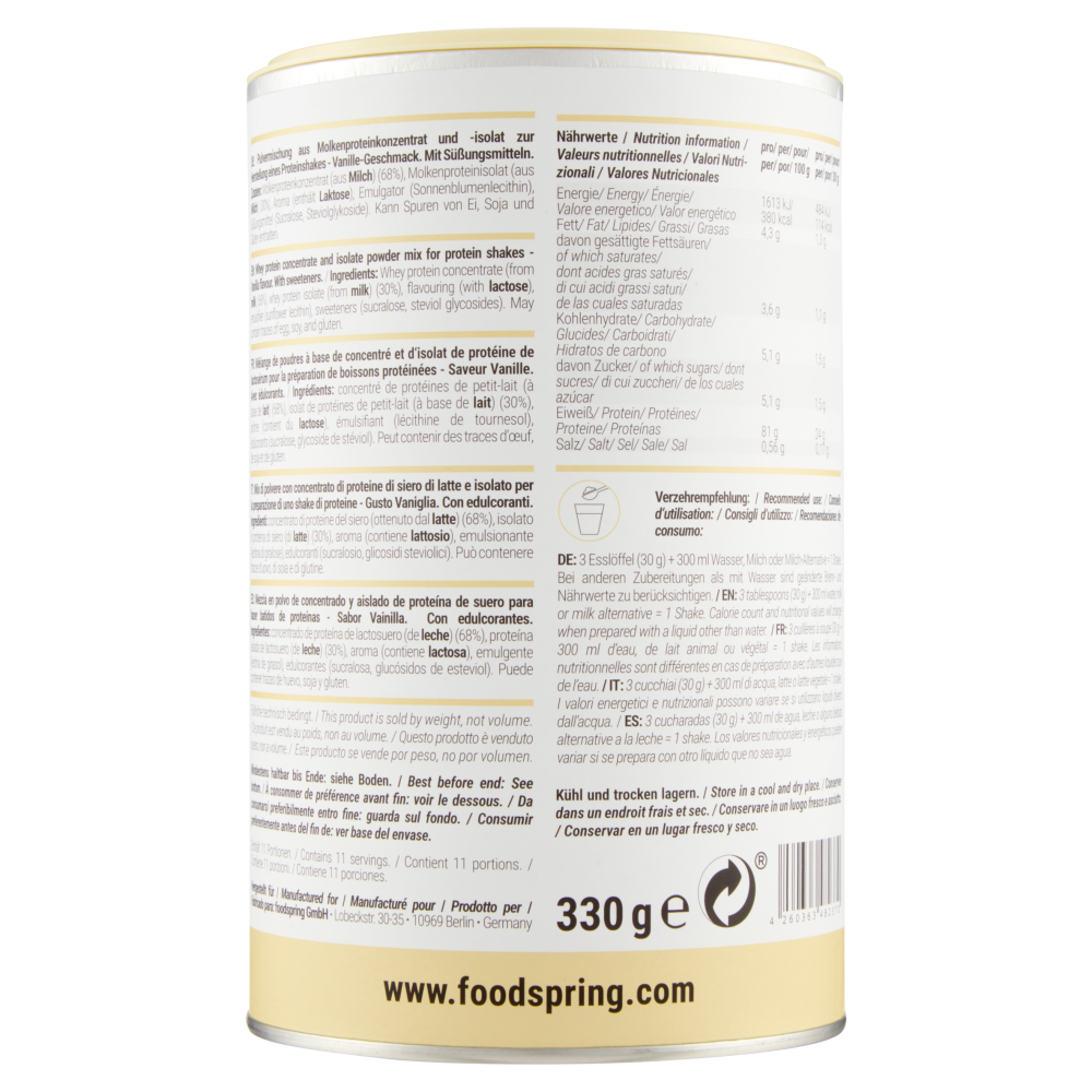 foodspring Whey Protein Vanille 330 g