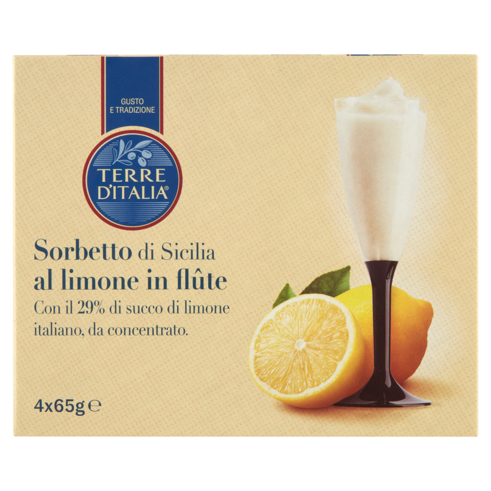 Terre d'Italia Sorbetto di Sicilia al limone in fl&ucirc;te 4 x 65 g