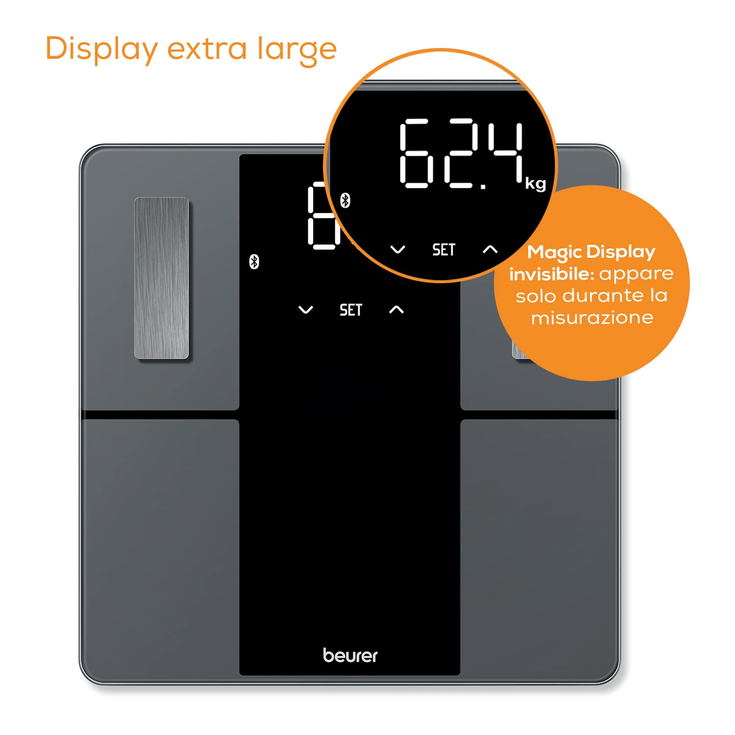 Beurer BF 500 BT Super Black Edition Bilancia Diagnostica Elegante con Funzione Bluetooth