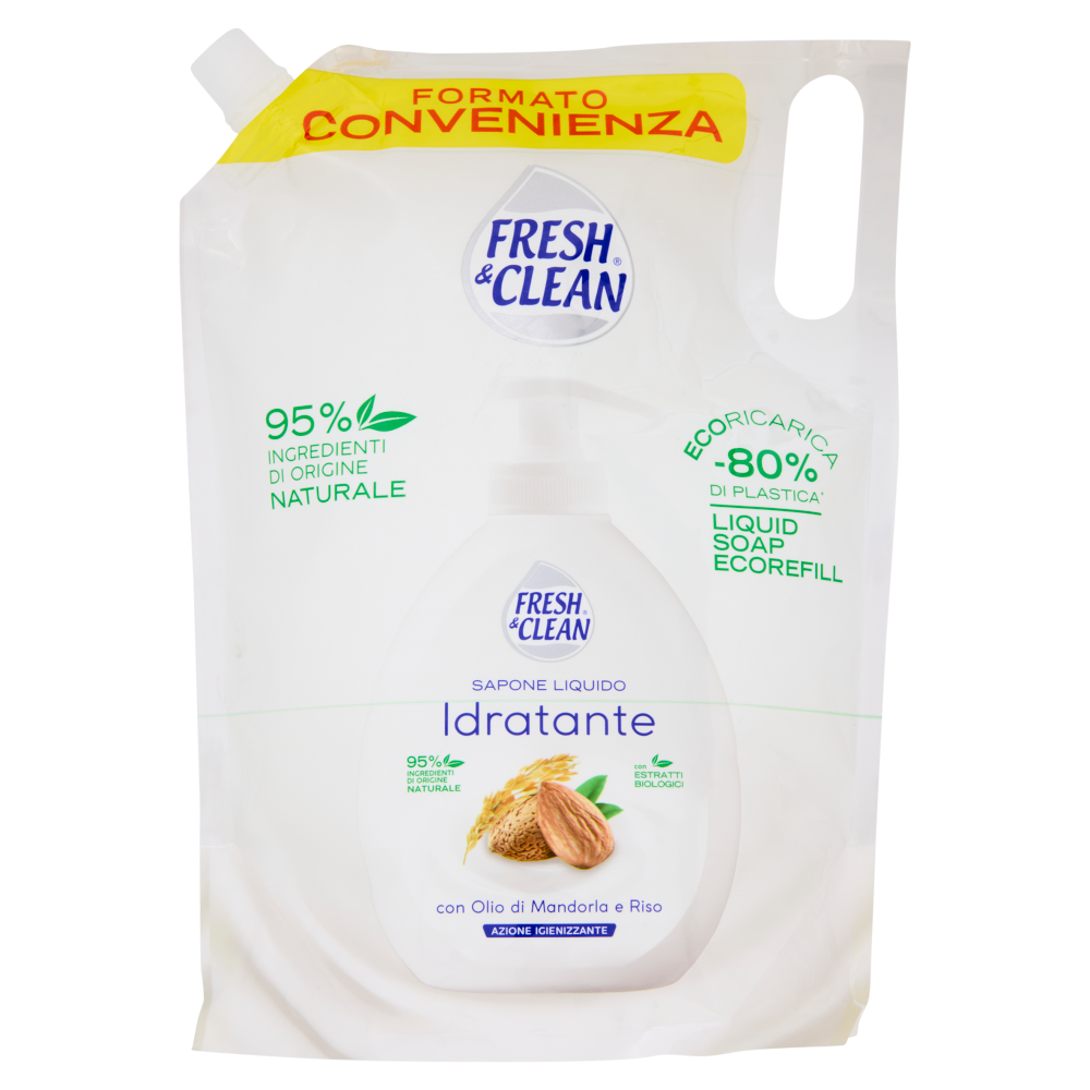 Fresh & Clean Sapone Liquido Idratante con Olio di Mandorla e Riso Ecoricarica 1000 ml