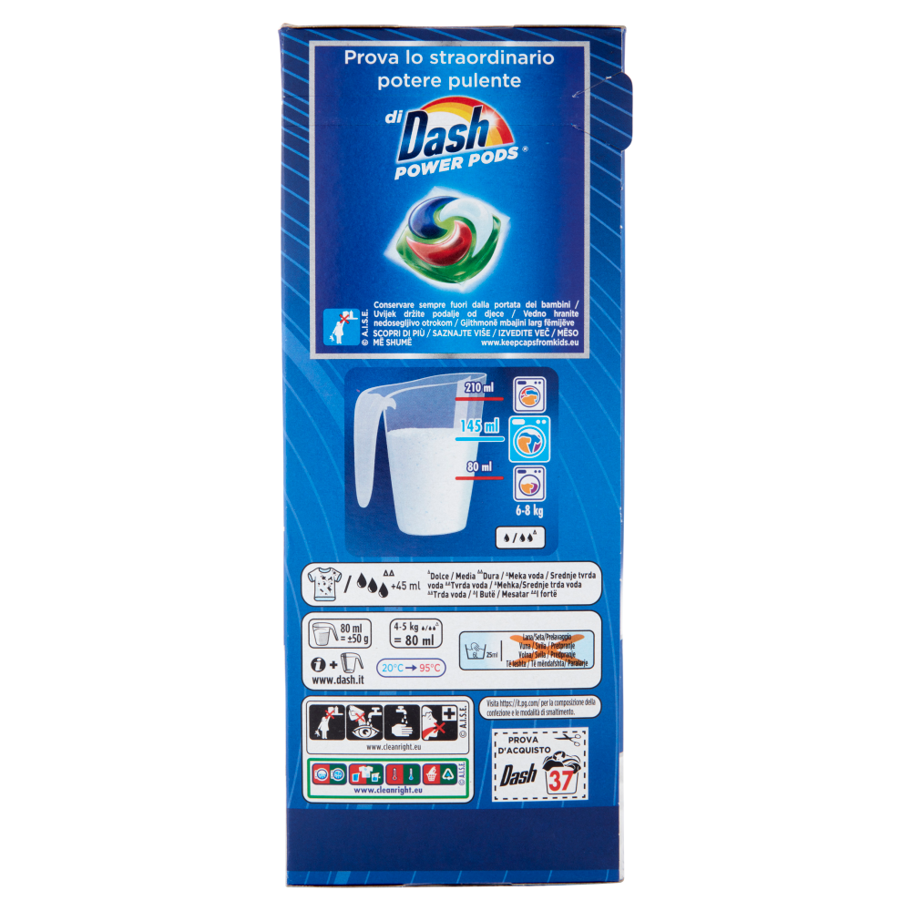 Dash Power Detersivo Lavatrice in Polvere, Tecnologia Anti-Residui, 37 Lavaggi 1850 g