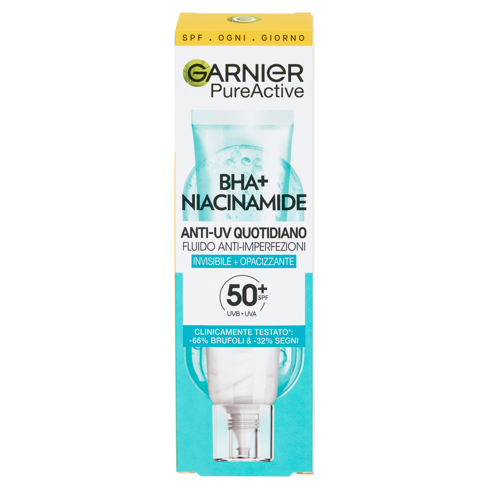Garnier PureActive Anti-UV Fluido Quotidiano Anti-Imperfezioni, SPF 50+ 40 ml