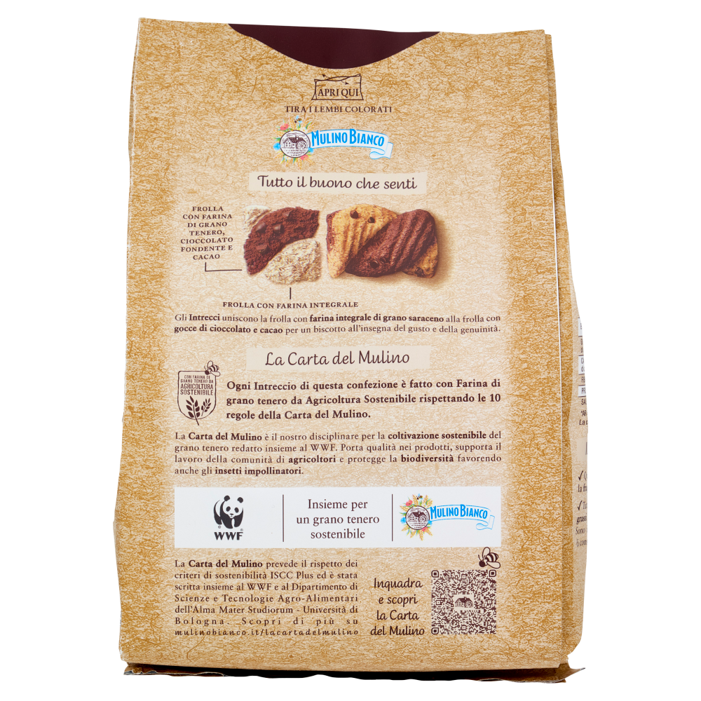 Mulino Bianco Intrecci Biscotti Integrali con Frolla al Cacao e Gocce Cioccolato 300g