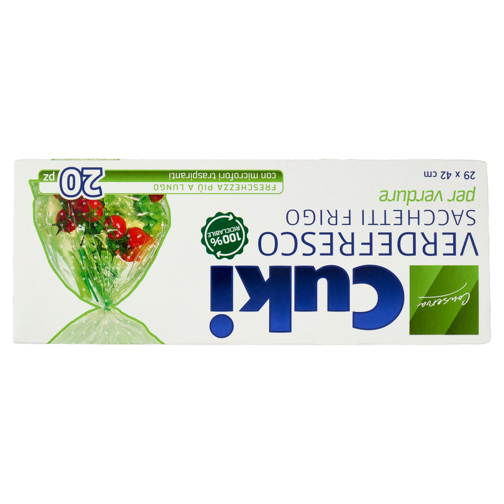 Cuki Conserva Verdefresco Sacchetti Frigo per verdure 29 x 42 cm 20 pz