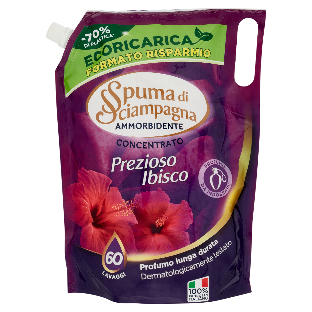 Spuma di Sciampagna Ammorbidente Concentrato Prezioso Ibisco Ecoricarica 1200 ml