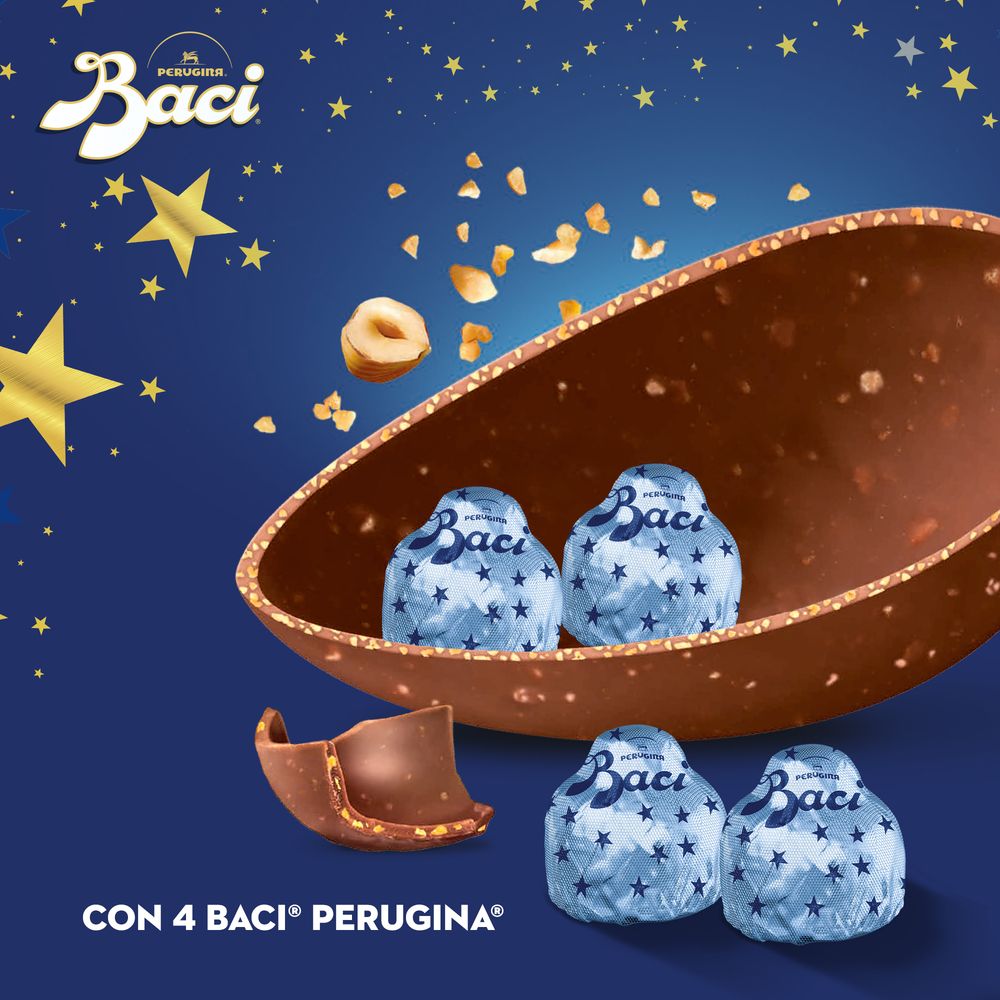 Uovo di Pasqua Cioccolato al Latte Messaggi Incisi con Nocciole e 4 Cioccolatini 310g
